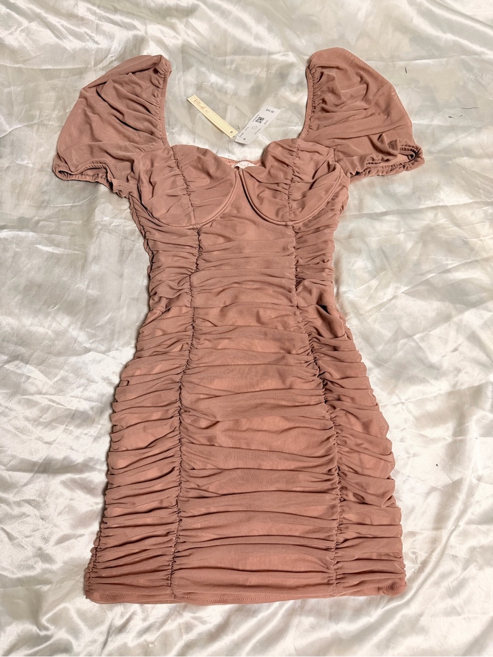 Ruched Puff Sleeve Mini Dress